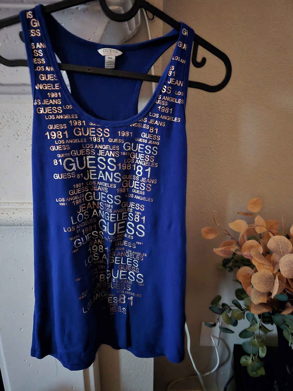 Y2k GUESS Royal Blue Women's Tank Top Size M